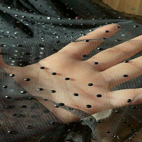 Фатин черный со стразами